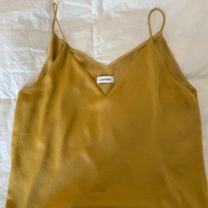 Jacquard mustard spaghetti strap tank